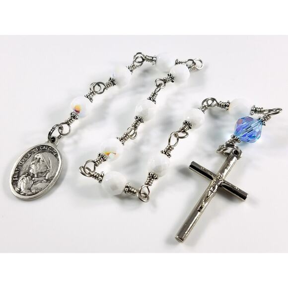 St. Teresa of Calcutta One Decade Rosary, Crystal Beads - Picture 8 of 10